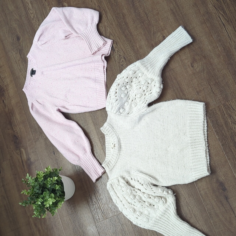KNITS - Girls S (7) - Ivory and Baby Pink